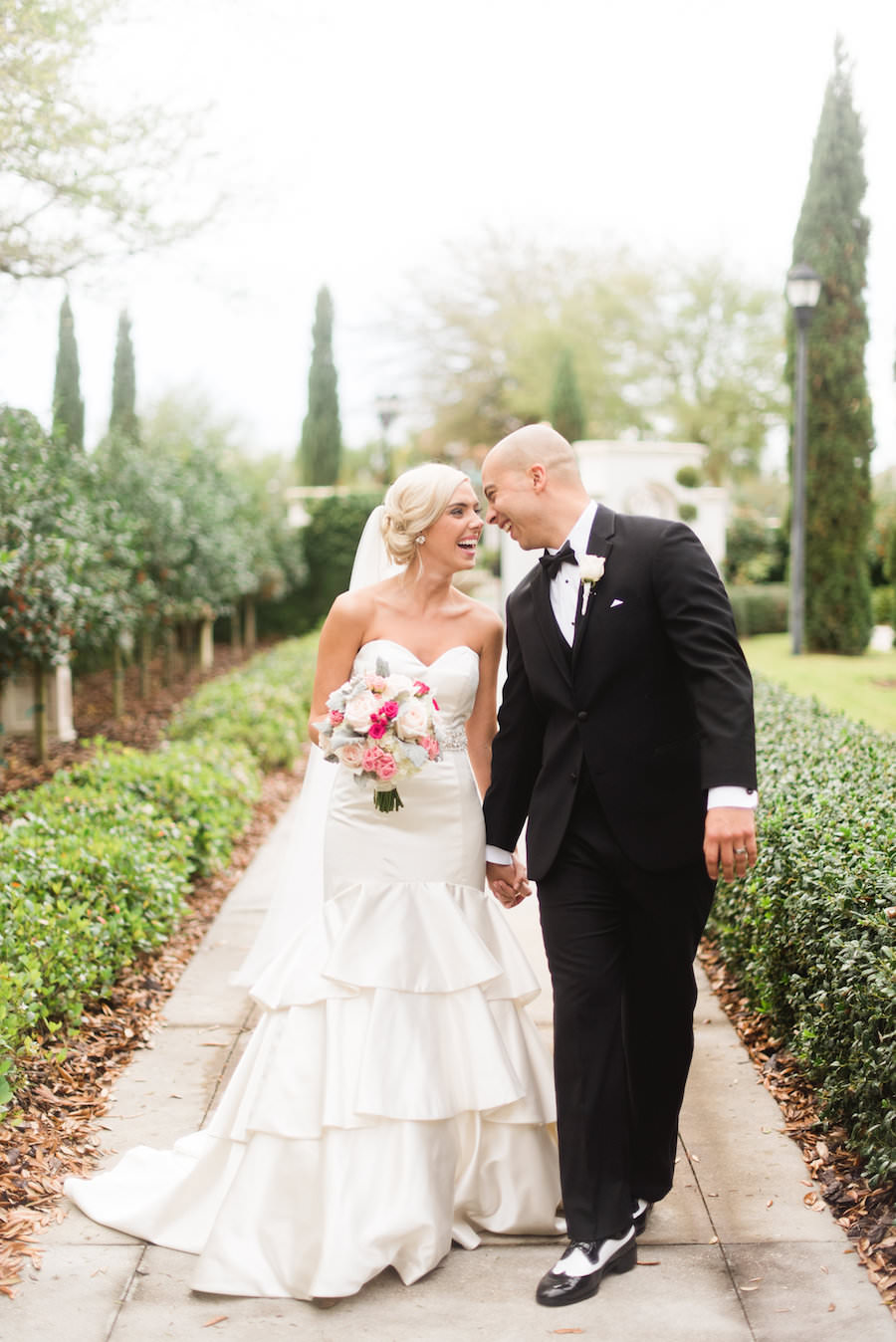 Bride and Groom Garden Wedding Portrait | Tampa Country Club Wedding Venue The Palmetto Club