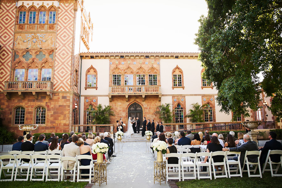 Outdoor Lawn Wedding Ceremony | Historic Sarasota Wedding Venue Ringling Museum - Ca'd'Zan Mansion | Wedding Planner NK Productions | Limelight Photography