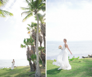 Bahamas Destination Beach Caribbean Bride with Flowing White Wedding Dress | Aisle Society Weddings Abaco Beach Resort