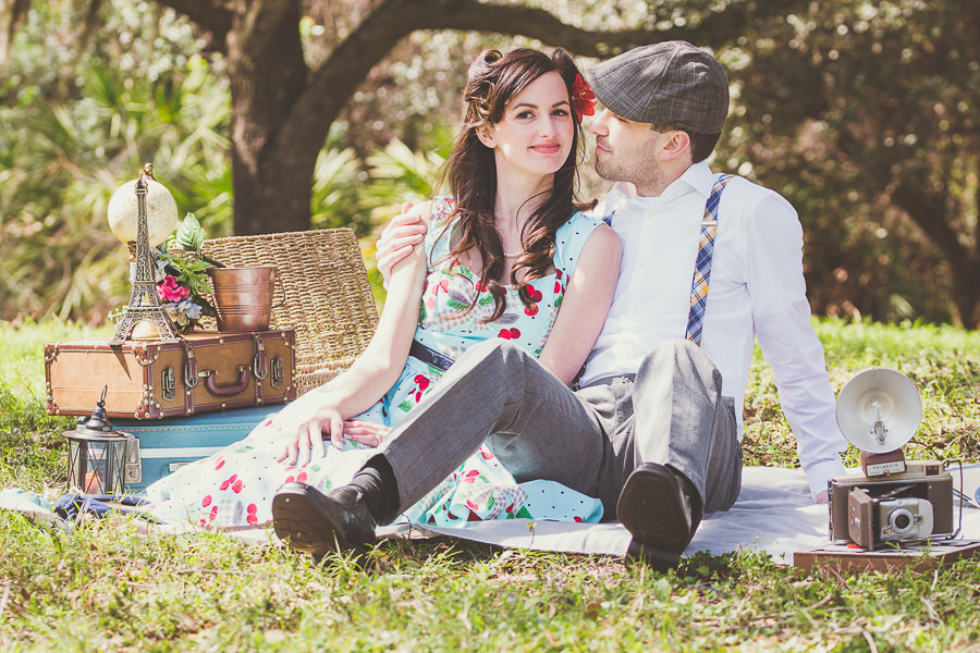 Tampa Vintage Car Wedding Engagement Session Portraits