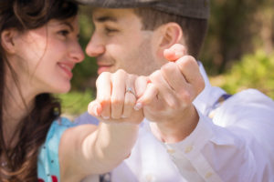 Vintage Wedding Engagement Session Portrait with Rings | 1950s 1960s Inspired Shoot