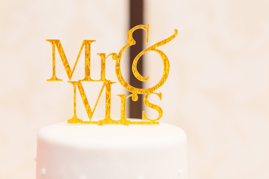 Mr and Mrs Gold Wedding Cake Topper