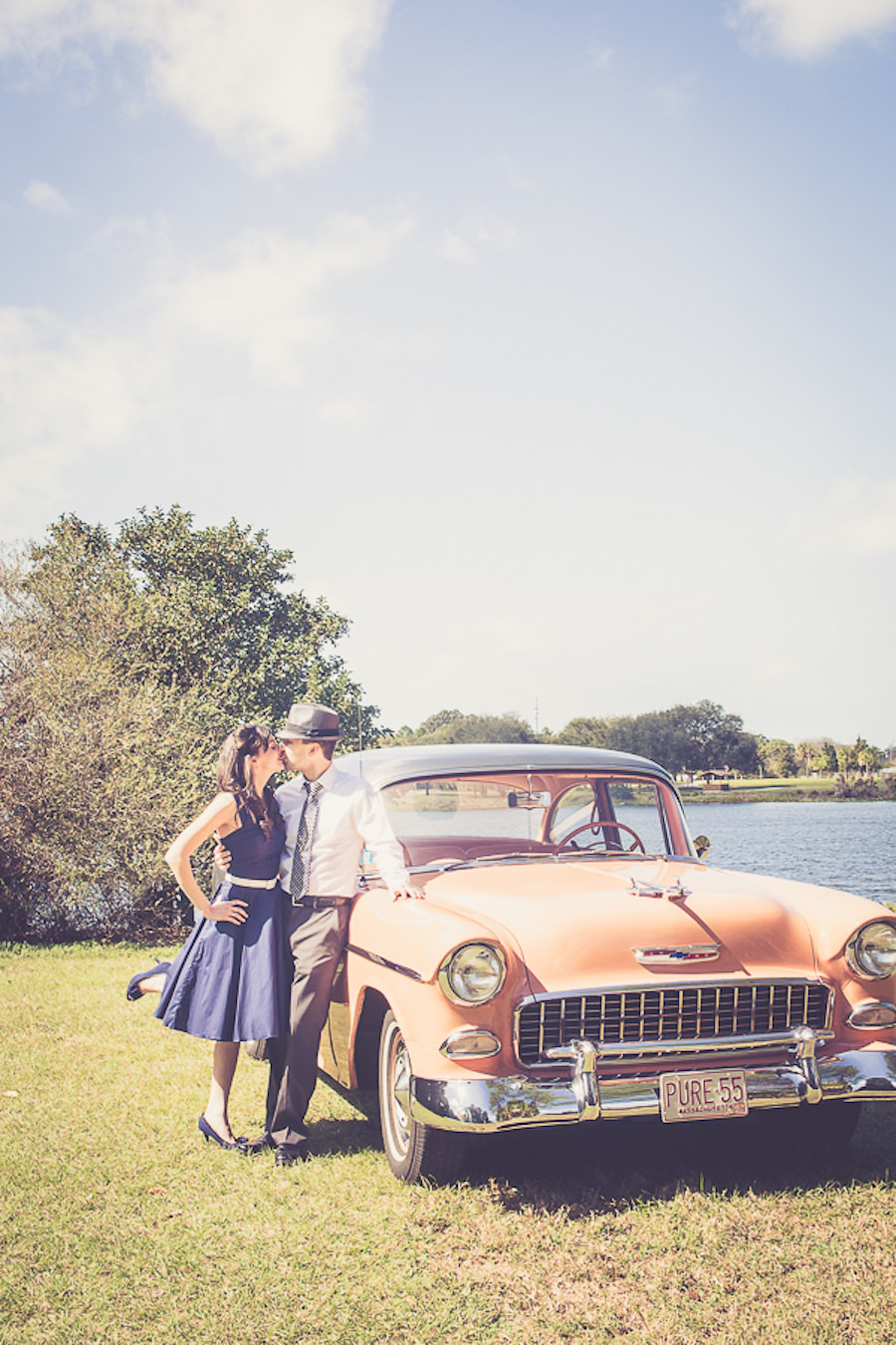 Tampa Vintage Car Wedding Engagement Session Portraits