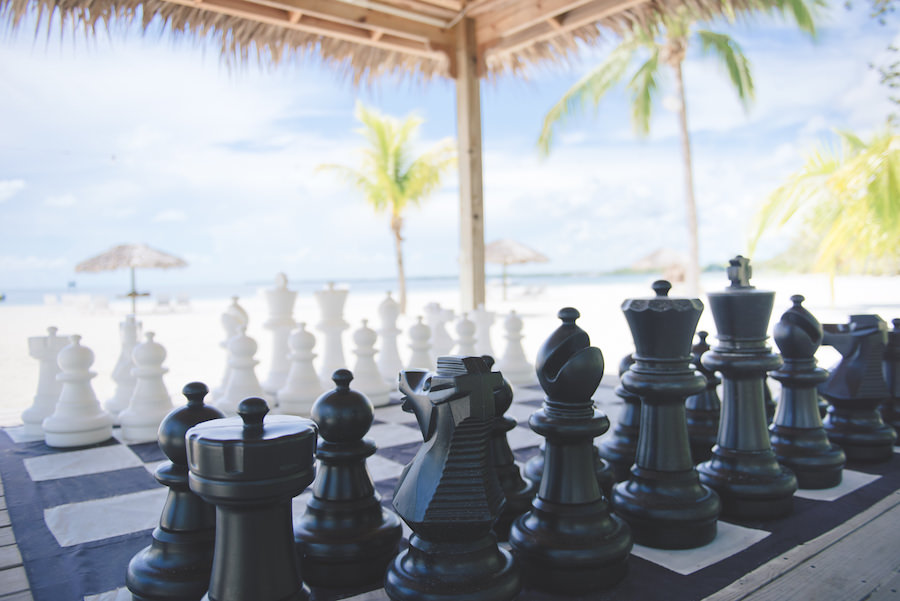 Bahamas Destination Beach Caribbean Wedding Giant Chess Set | Aisle Society Weddings Abaco Beach Resort