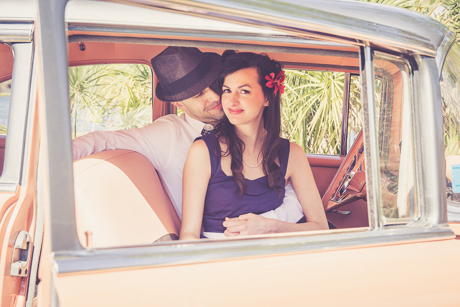 Tampa Vintage Car Wedding Engagement Session Portraits