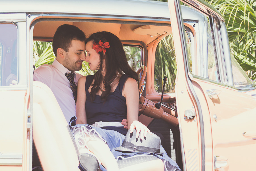 Tampa Vintage Car Wedding Engagement Session Portraits