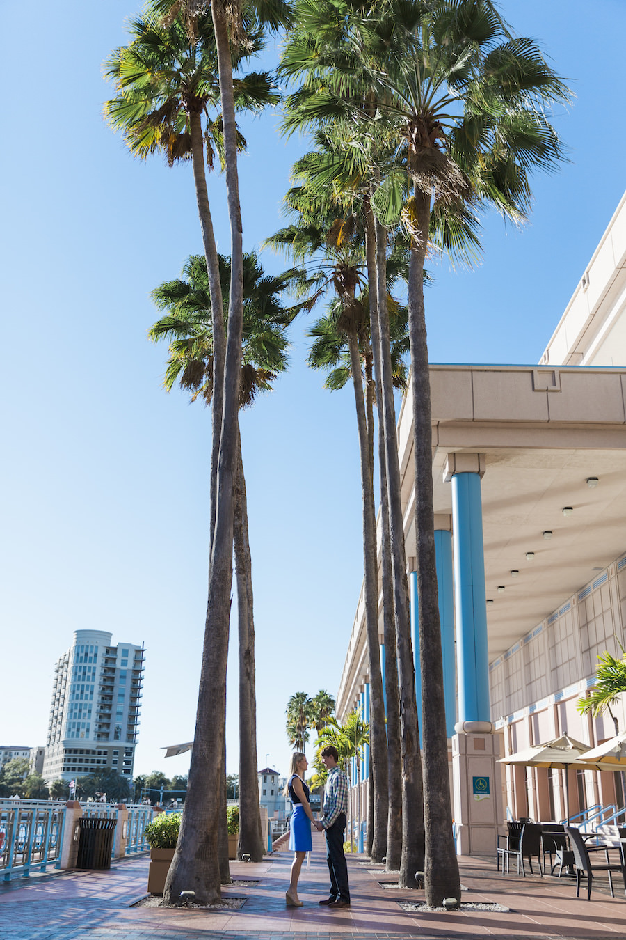 Unique Downtown Tampa Wedding Engagement Portraits near Tampa Convention Center