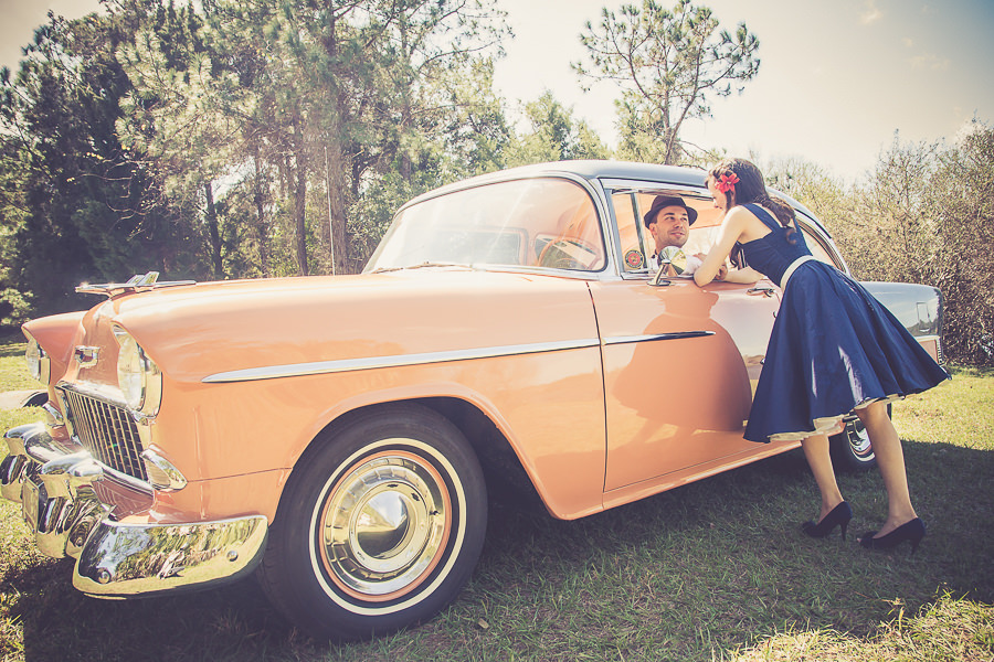 Tampa Vintage Car Wedding Engagement Session Portraits