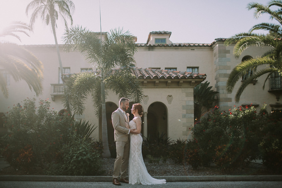 Bride and Groom Outdoor Florida Wedding Portrait | Sarasota Wedding Photographer Brandi Image Photography | Waterfront Sarasota Wedding Venue Powel Crosley Estate