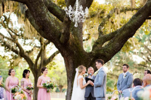 Outdoor Florida Wedding Ceremony under Spanish Moss covered Oak Tree | Outdoor Private Estate Wedding Venue in Brandon Florida |Tampa Bay Florida Wedding Venue Casa Lantana