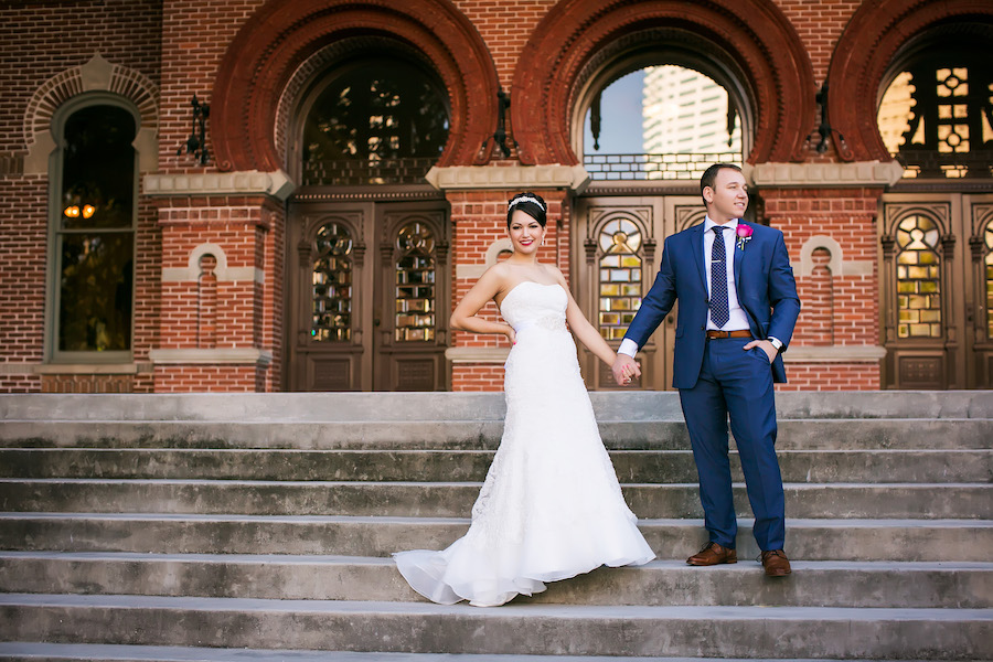 Bride and Groom Wedding Portrait at University of Tampa | Tampa Wedding Photographer Limelight Photography