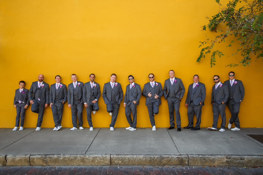 Groomsmen Wedding Party Portrait in Grey Suits | Brian C Idocks Photographics