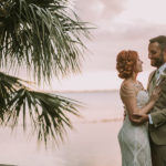 Florida Bride and Groom Waterfront Sunset Wedding Portrait | Sarasota Wedding Photographer Brandi Image Photography