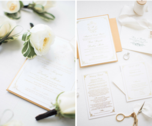 Elegant Ivory and Gold Wedding Invitation and Stationery Suite with Ivory Peonies | Sarasota Stationery Shop Invitation Galleria