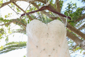 Strapless, White, Beaded Wedding Dress and Customized Wedding Hanger at St. Pete Wedding