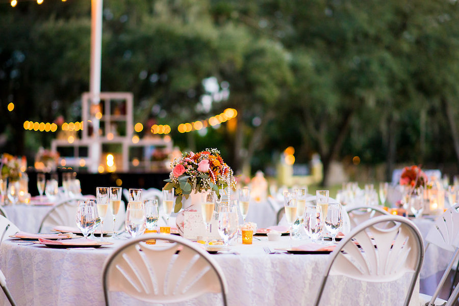 Outdoor Florida Wedding Reception under Spanish Moss covered Oak Trees | Outdoor Private Estate Wedding Venue in Brandon Florida |Tampa Bay Florida Wedding Venue Casa Lantana