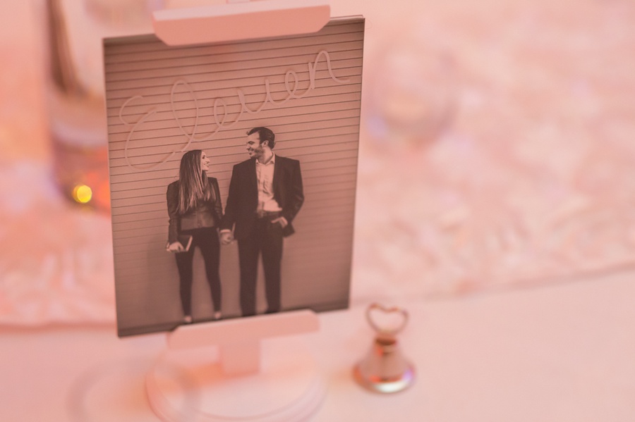 Custom Table Marker Ideas with Portraits of Bride and Groom