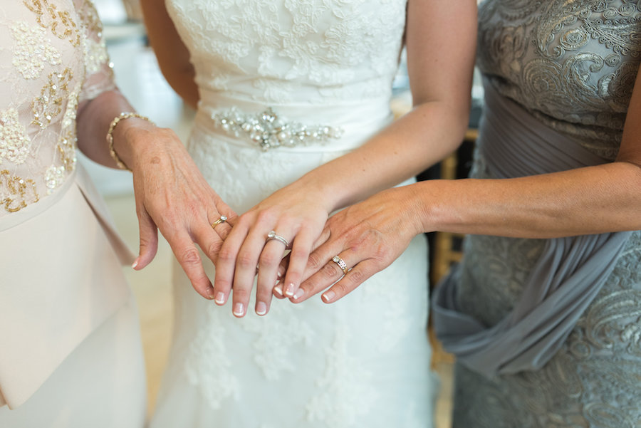 Bride, Mother of the Bride and Grandmother of the Bride Three Geneeration Wedding Ring Portrait | Wedding Getting Ready Details | St. Petersburg Wedding Photographer Caroline and Evan Photography