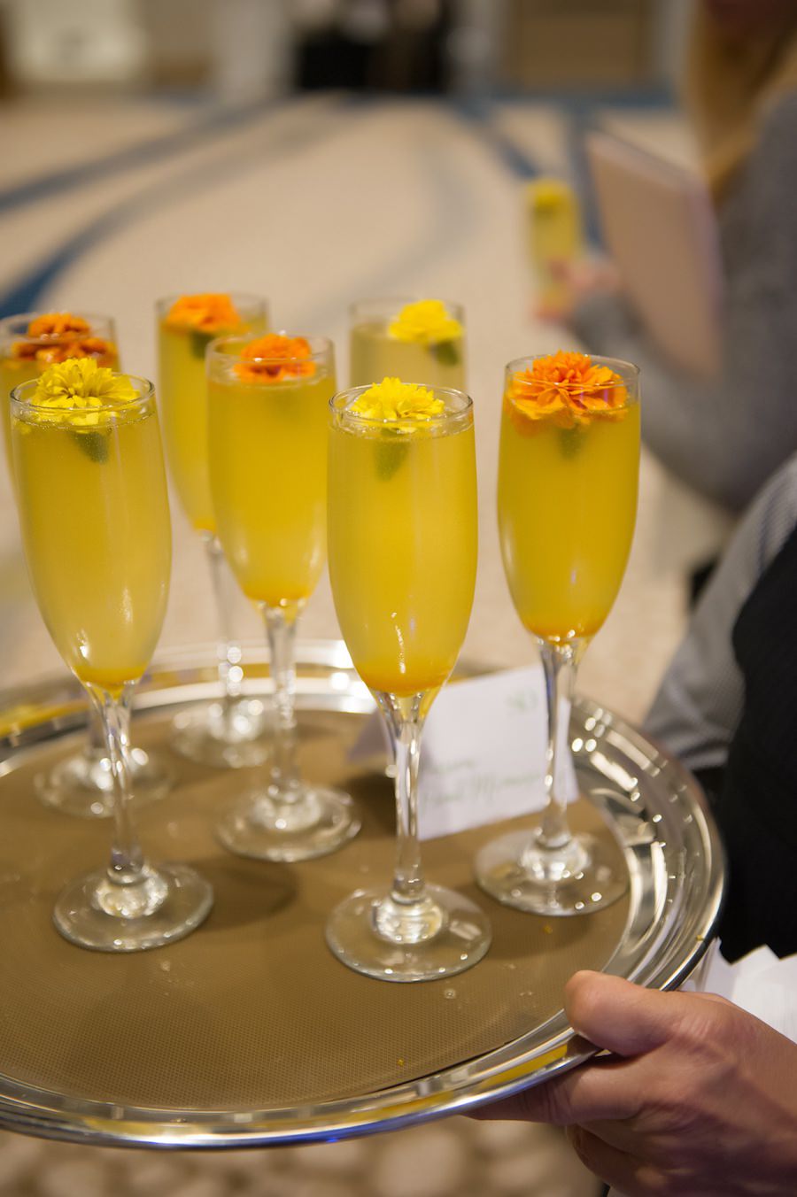 Wedding Champagne Cocktails with Flowers