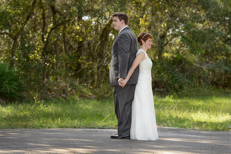 Bride and Groom First Look at Spring Hill Wedding