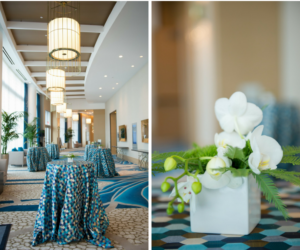 Teal and Blue Wedding Cocktail Reception Decor | Over the Top Rental Linens