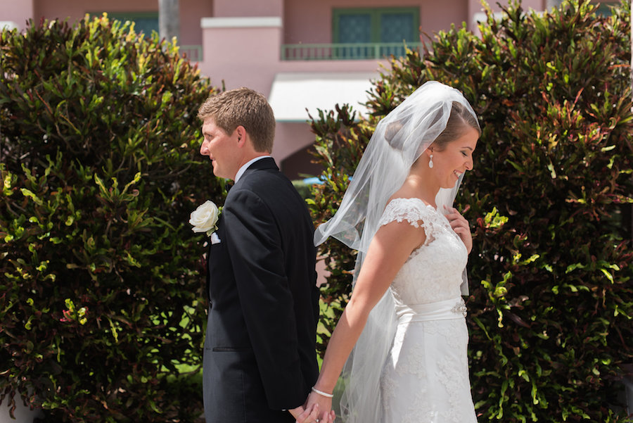 First Touch Wedding Day Portrait | First Look Wedding Day Alternatives | St. Petersburg Wedding Photographer Caroline and Evan Photography| Wedding Hair and Makeup Michele Renee The Studio