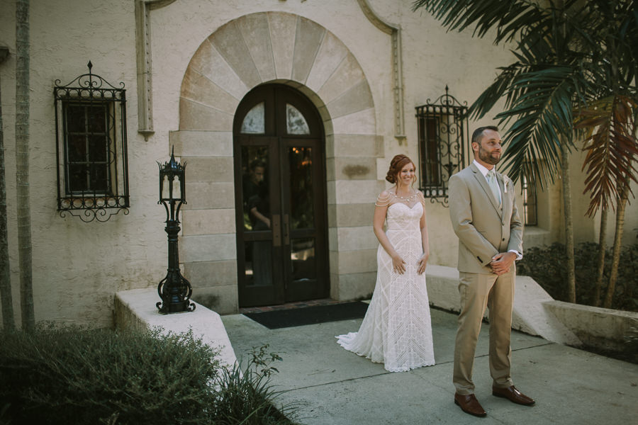 Bride and Groom First Look Wedding Portrait | Sarasota Wedding Photographer Brandi Image Photography