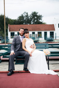 Outdoor, Bride and Groom Wedding Portrait at St. Pete Shuffleboard Club