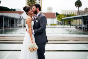 Outdoor, Bride and Groom Wedding Portrait at St. Pete Shuffleboard Club | St. Petersburg Wedding Panner Special Moments