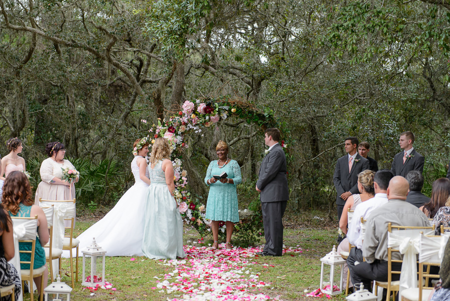 Bride and Groom Exchanging Vows at Spring Hill Wedding Ceremony