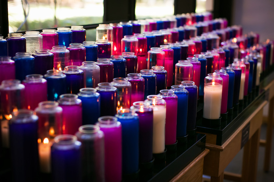 Blue and Purple Church Candles