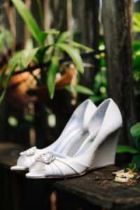 White, Wedge Wedding Shoes with Rhinestone Accent