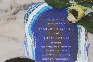 Blue Agate Stone Inspired Wedding Invitation | Vintage Inspired Royal Blue Wedding Invitation