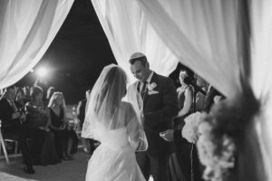 St. Pete Beach Outdoor Jewish Wedding Ceremony and Nighttime with White Draped Chuppah | Iconic Hotel Wedding Venue | Loews Don CeSar Pink Palace Hotel
