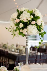 Outdoor, Tampa Hotel Wedding Reception Decor with Brown Chiavari Chairs, Grey Linens. and Ivory and Pink Floral Centerpieces | Tampa Chairs a Chair Affair, Tampa Rentals Coast to Coast Event Rentals, Tampa Linens Connie Duglin Linens , Tampa Wedding Photography Andi Diamond Photography