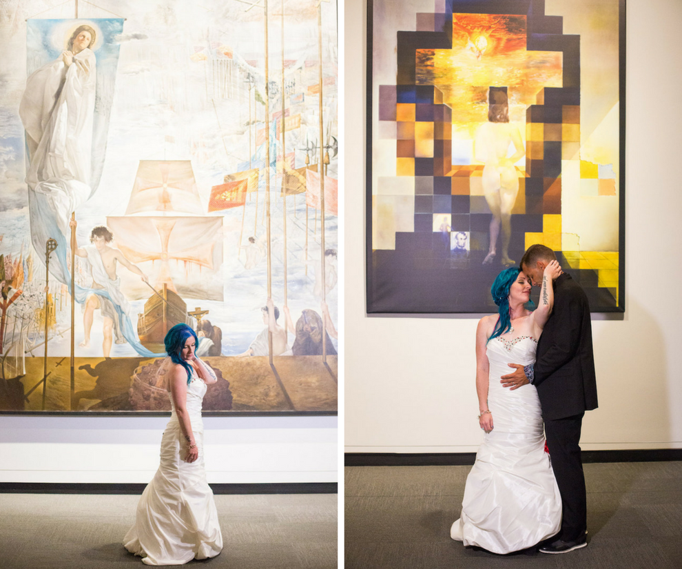 Salvador Dali Bride and Groom Wedding Portrait | Whimsical Fairytale Wedding Inspiration | Downtown St. Pete Wedding Venue Dali Museum | Wedding Planner UNIQUE Weddings & Events