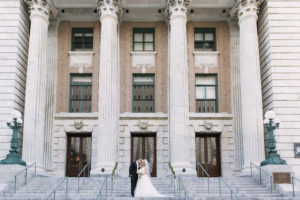 Bride and Groom Downtown Tampa Wedding Portrait