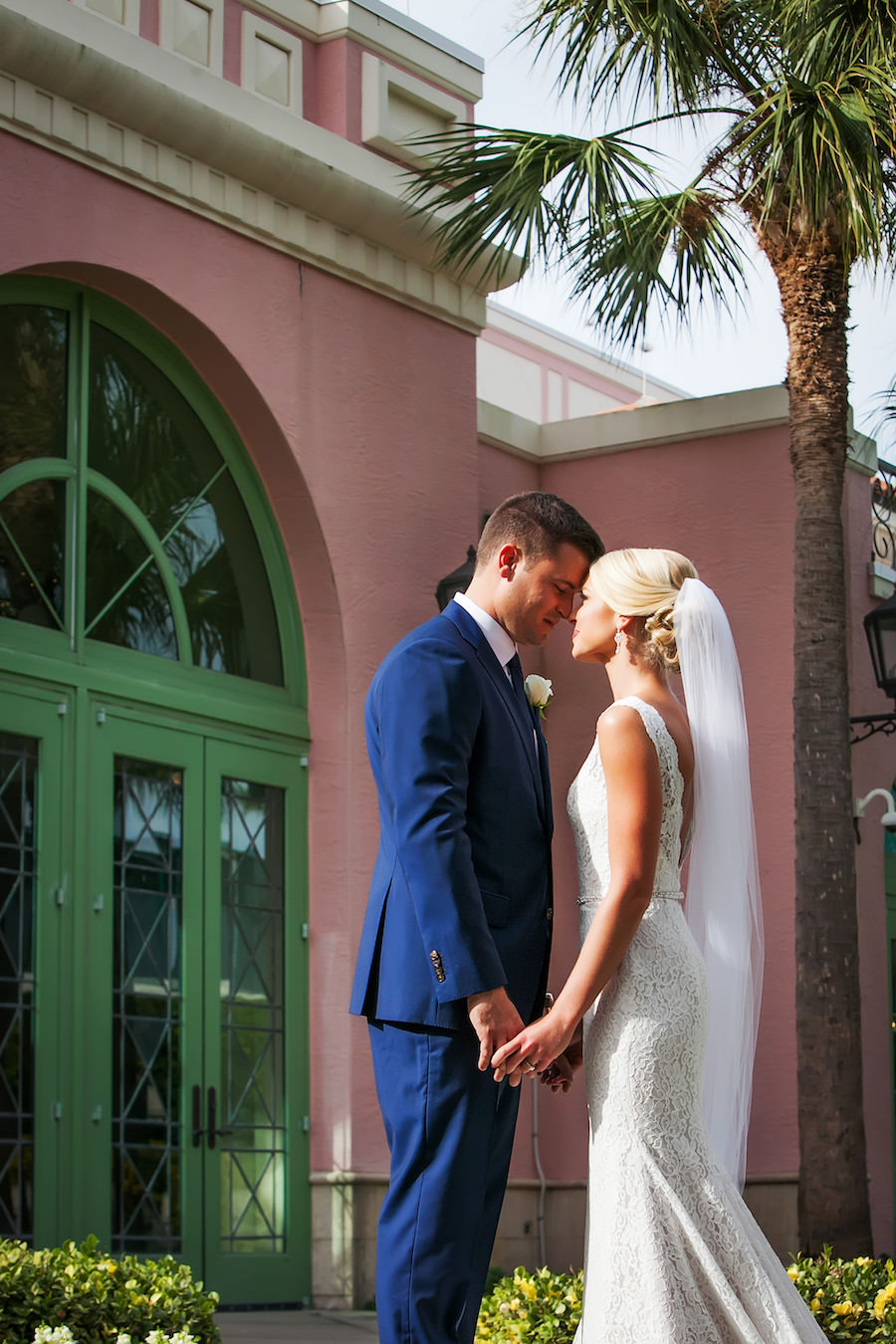 Outdoor St. Pete Bride and Groom Wedding Portrait at the Vinoy | St. Petersburg Wedding Photographer Limelight Photography