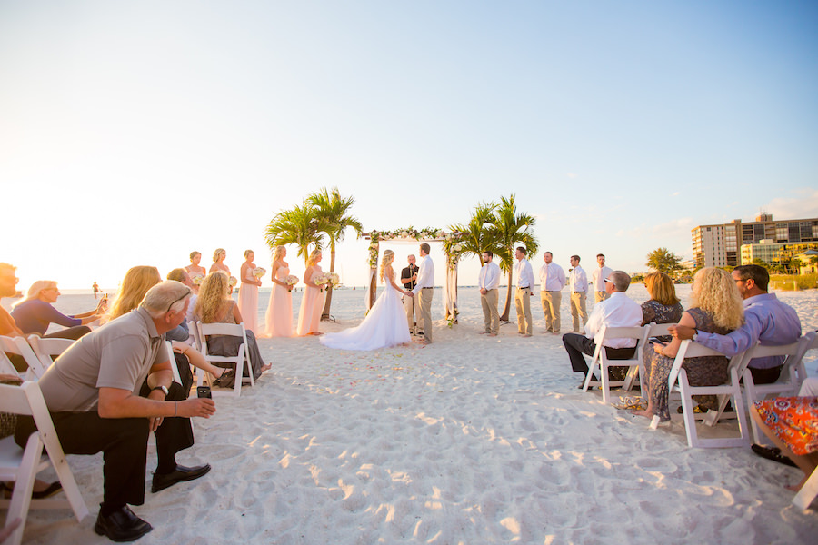 Rustic Elegant St. Pete Beach Florida Wedding Ceremony with Blush Pink Bridesmaid Dresses on St. Pete Beach | Florida Beach Wedding Ceremony
