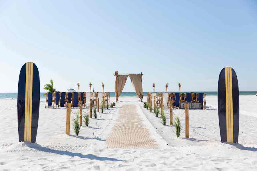Beach Luau Inspired Florida Beach Wedding Ceremony | Tampa Beach Wedding and Florida Destination Wedding Planners Gulf Beach Weddings