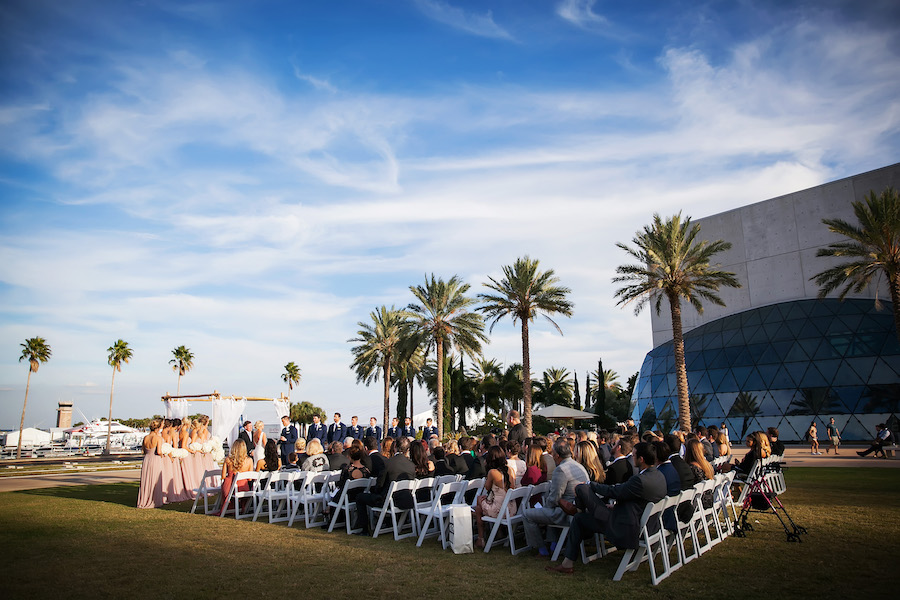 Outdoor, Downtown St. Pete Florida Waterfront Wedding Ceremony at the Mahaffey Theater | Photography by Limelight Photography | Wedding Planner Exquisite Events