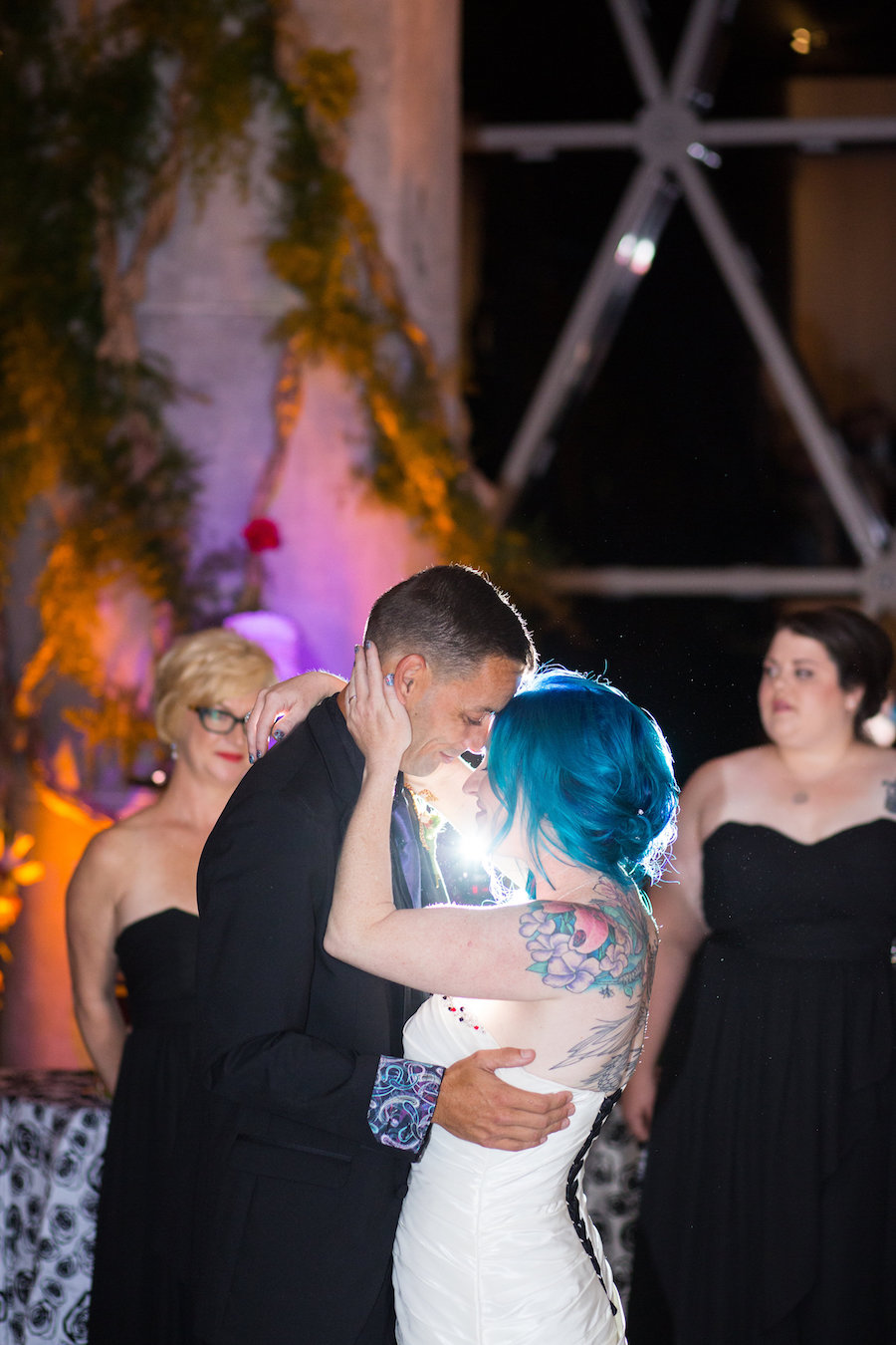 Bride and Groom First Dance | Alternative Rocker Bride with Tattoos and Blue Hair