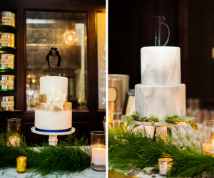 Vintage Art Deco Inspired Wedding Cake with Art Deco Monogram | Silver, Grey and Gold Wedding Cake