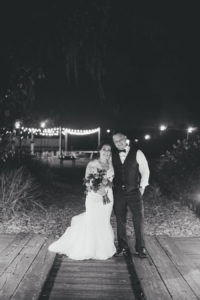 Outdoor, Nighttime, Bride and Groom Wedding Portrait