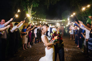 Bride and Groom Sparkler Exit at Outdoor Tampa Bay Wedding Venue Cross Creek Ranch