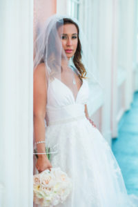 St. Pete Bride Wedding Portrait with White and Blush Phink Peony Bouquet