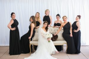 Bride and Bridesmaids Tampa Wedding Portrait in Black Bridesmaids Dresses | Tampa Wedding Photographer Andi Diamond Photography