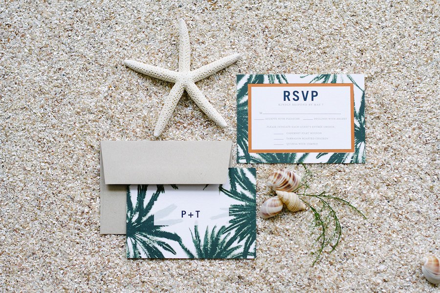 Green Palm Beach Destination Tropical Wedding Invitation & Stationery Inspiration & Trends | Free Sample Kit and Discount Coupon Code to Wedding Paper Divas