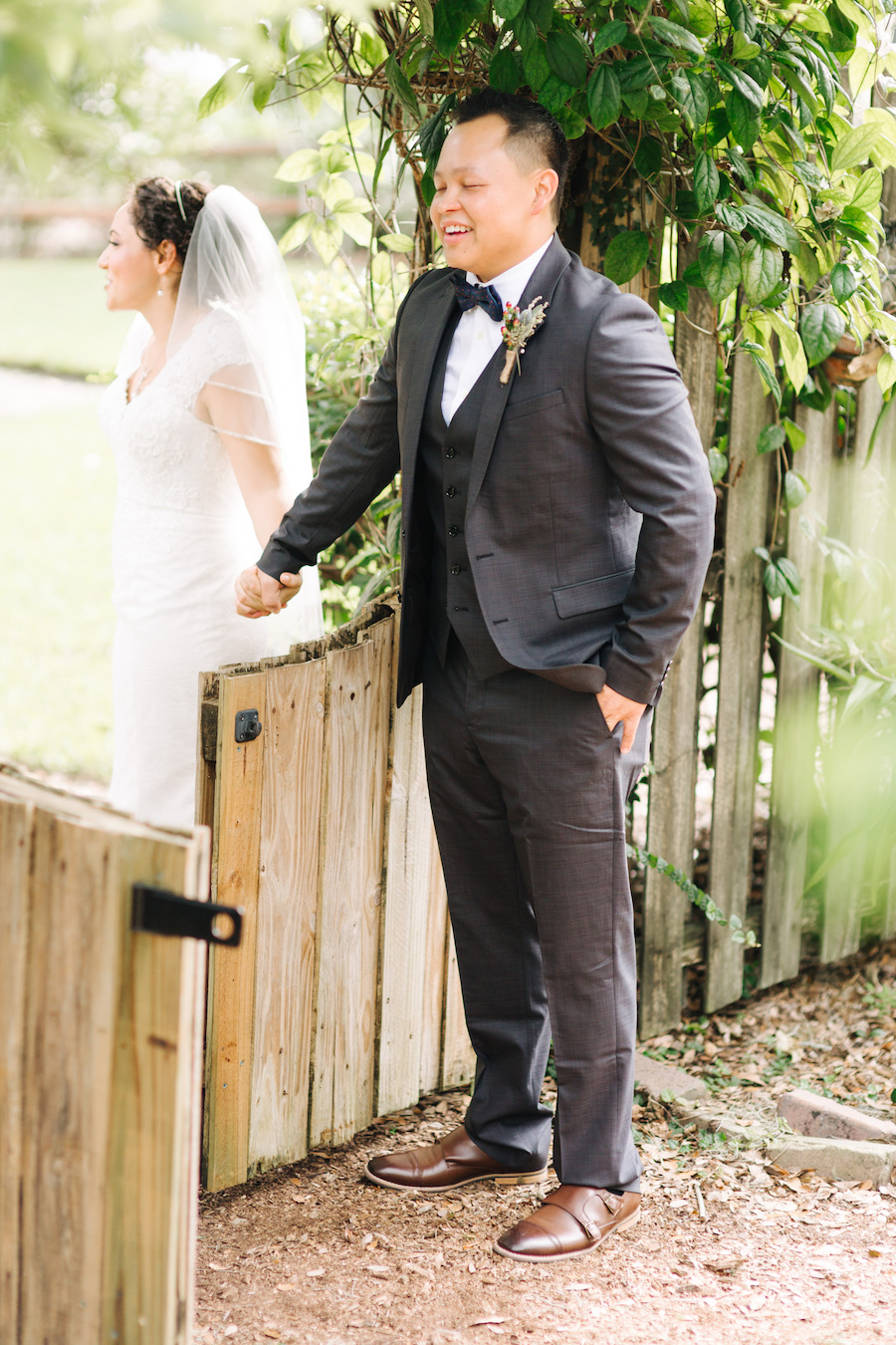 Bride and Groom First Look | Rustic Tampa Wedding Venue Cross Creek Ranch