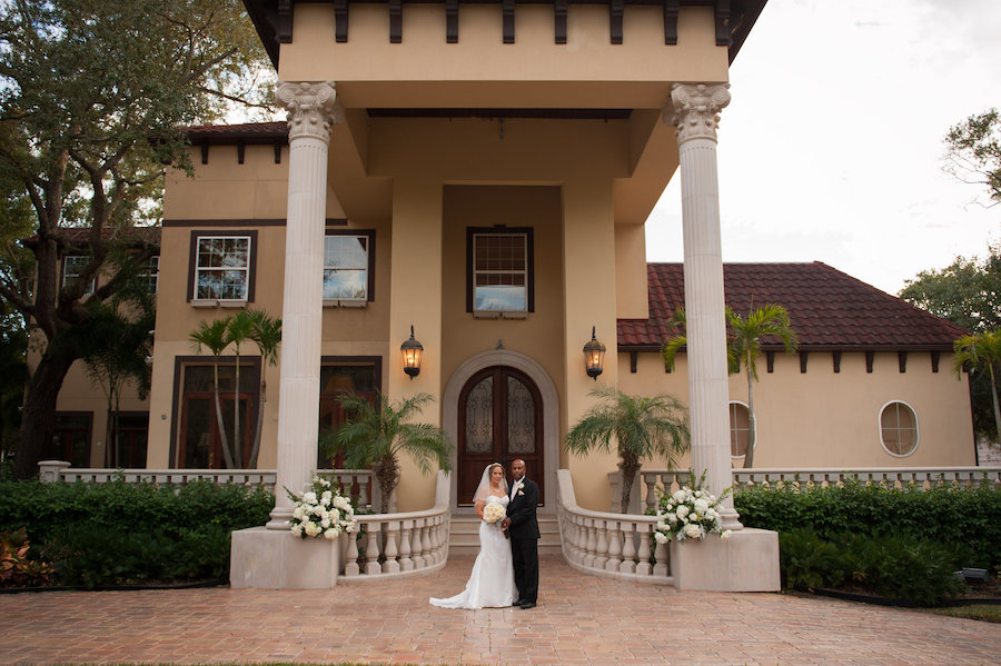 Bride and Groom, Outdoor Wedding Portrait at Private Wedding Residence | South Tampa Mansion